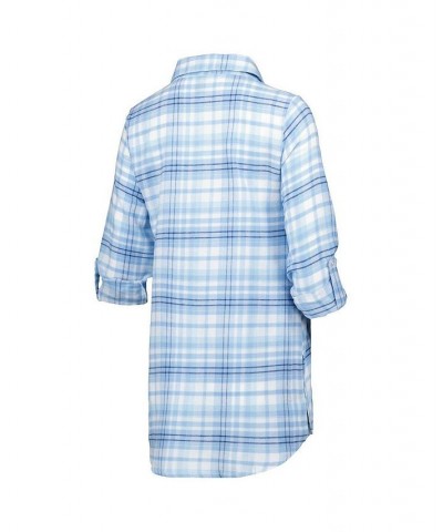 Women's Powder Blue Navy Los Angeles Chargers Mainstay Flannel Full-Button Long Sleeve Nightshirt Blue $27.95 Pajama