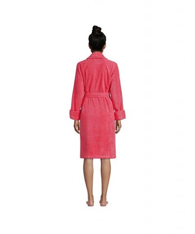 Women's Cotton Terry Knee Length Spa Bath Robe Pink $51.97 Sleepwear