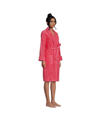 Women's Cotton Terry Knee Length Spa Bath Robe Pink $51.97 Sleepwear