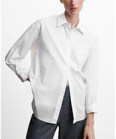 Women's Oversize Cotton Shirt Off White $35.39 Tops