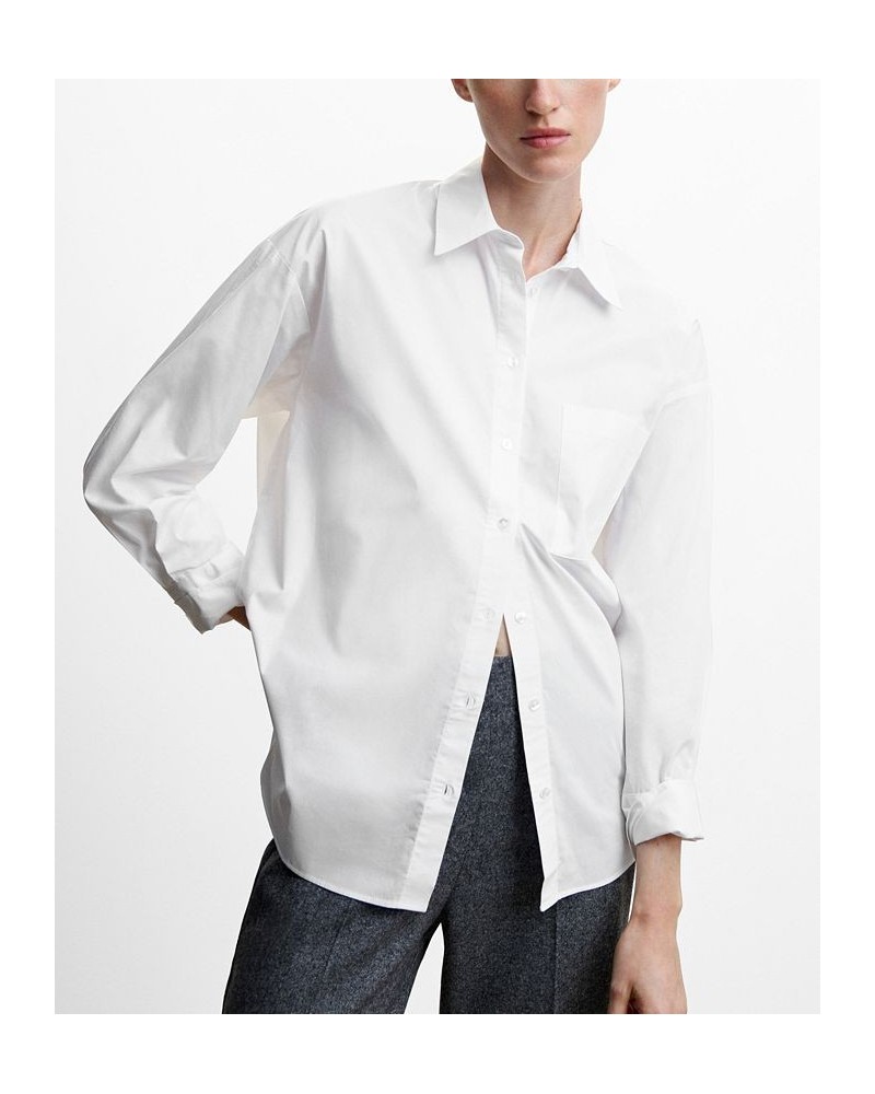 Women's Oversize Cotton Shirt Off White $35.39 Tops