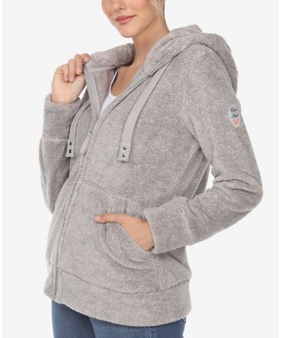 Women's Hooded Sherpa Jacket Gray $22.44 Jackets