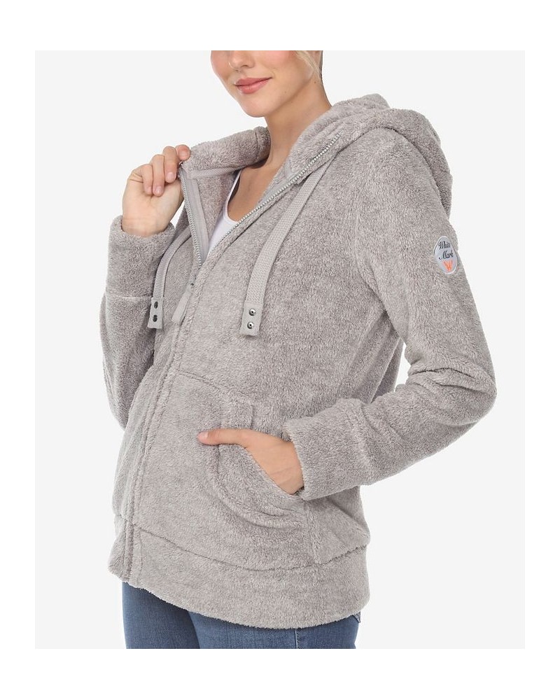 Women's Hooded Sherpa Jacket Gray $22.44 Jackets