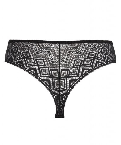 Women's Pure Lace Thong Underwear Black $10.30 Panty