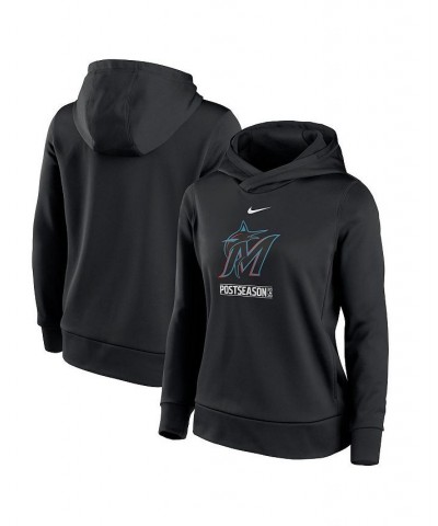 Women's Black Miami Marlins 2020 Postseason Authentic Collection Pullover Hoodie Black $52.24 Sweatshirts