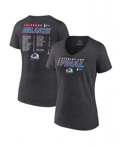 Women's Colorado Avalanche 2022 Stanley Cup Final Own Goal Roster V-Neck T-shirt Heathered Charcoal $22.67 Tops