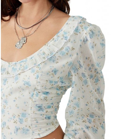 Women's Another Life Printed Flowy-Sleeve Top White Combo $30.27 Tops