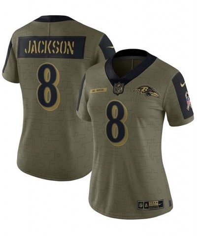 Women's Lamar Jackson Olive Baltimore Ravens 2021 Salute To Service Limited Player Jersey Olive $67.13 Jersey
