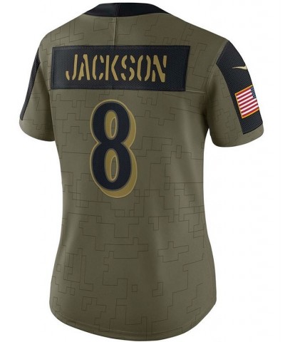 Women's Lamar Jackson Olive Baltimore Ravens 2021 Salute To Service Limited Player Jersey Olive $67.13 Jersey