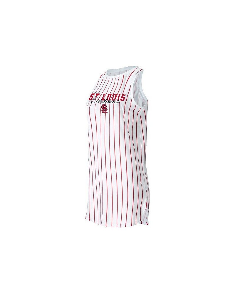 Women's White St. Louis Cardinals Reel Pinstripe Knit Sleeveless Nightshirt White $24.95 Pajama