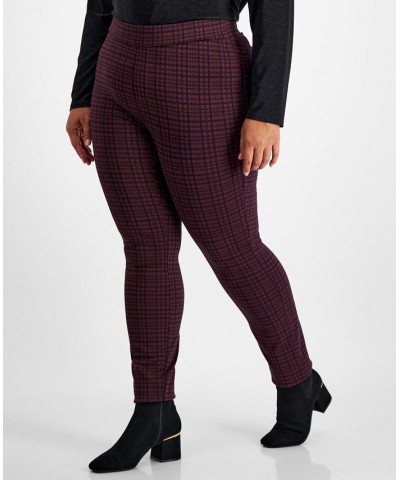 Plus Size Plaid Pull-On Pants Berry Jam $14.60 Pants