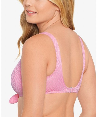 Juniors' Tie-Front Bralette Bikini Top Pink $18.89 Swimsuits