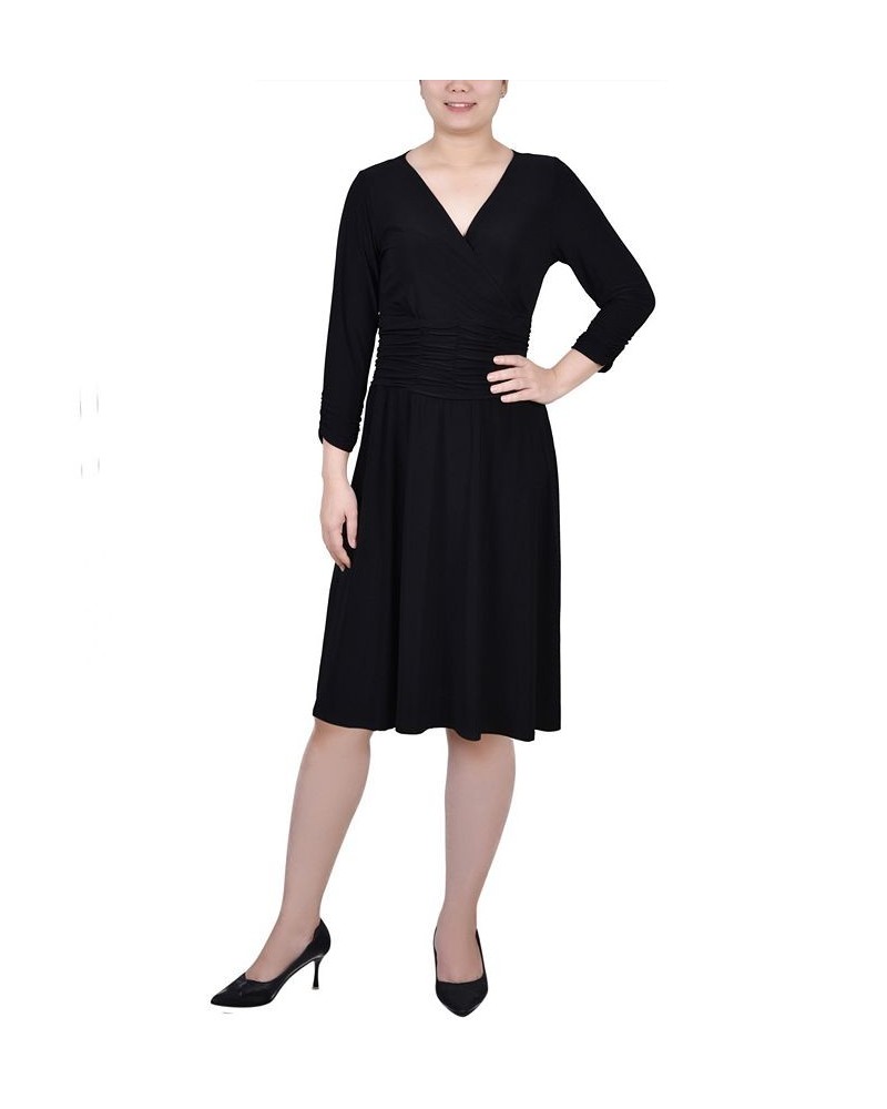 Petite Ruched A-line Dress Black $34.00 Dresses