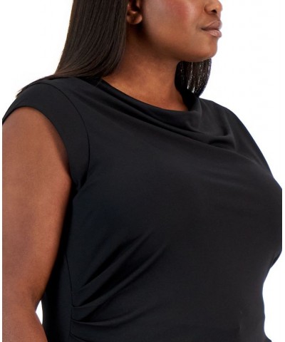 Plus Size Harmony Knit Cap-Sleeve Cowlneck Top Black $28.27 Tops