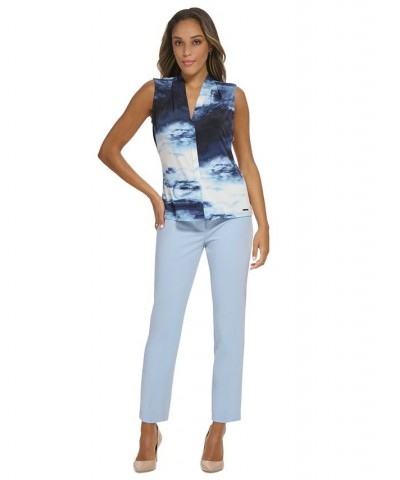 Women's Cloud-Print Pleated Sleeveless Top Oceana Multi $19.71 Tops
