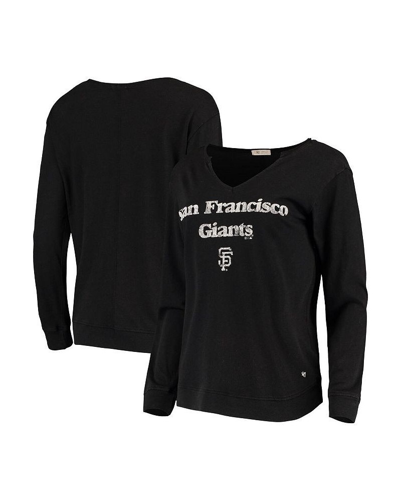 Women's Black San Francisco Giants Gamma Notch Neck Long Sleeve T-shirt Black $33.14 Tops