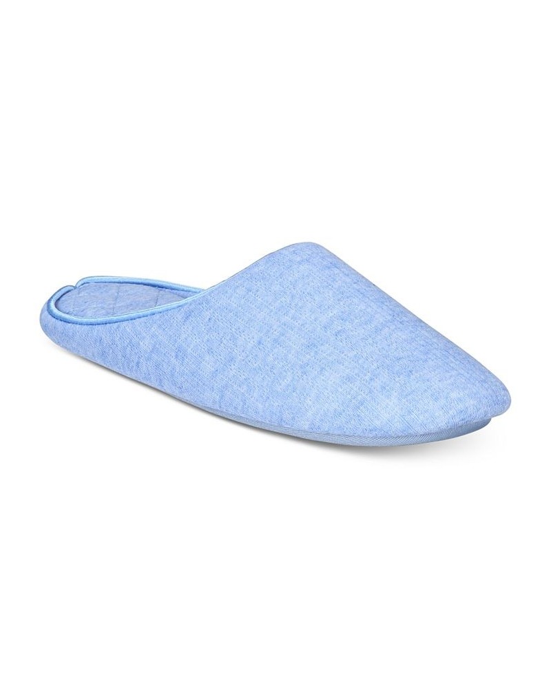 Pointelle Closed-Toe Slippers Blue $12.92 Shoes