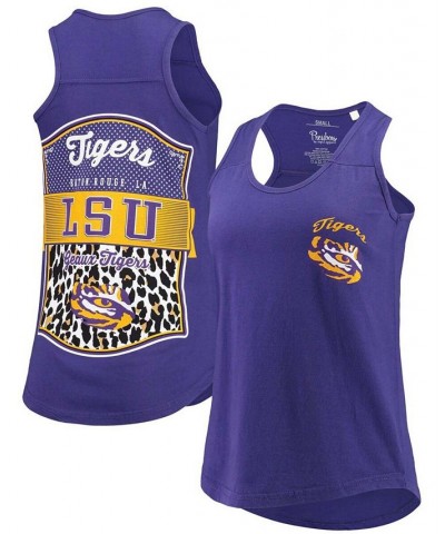 Women's Purple LSU Tigers Sanders Animal Print Tank Top Purple $16.80 Tops