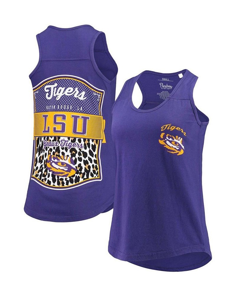 Women's Purple LSU Tigers Sanders Animal Print Tank Top Purple $16.80 Tops