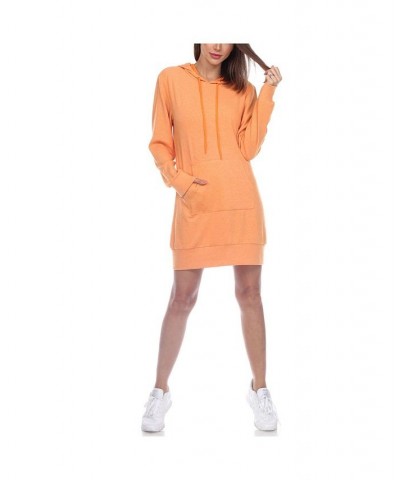 Women's Hoodie Sweatshirt Dress Orange $28.56 Dresses
