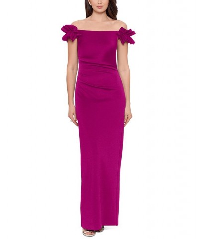 Off-The-Shoulder Ruffle Dress Purple $64.44 Dresses