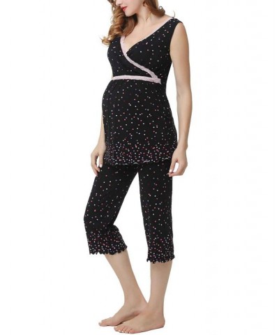 Kimi & Kai Joy Maternity Nursing Pajama Set Black $33.60 Sleepwear