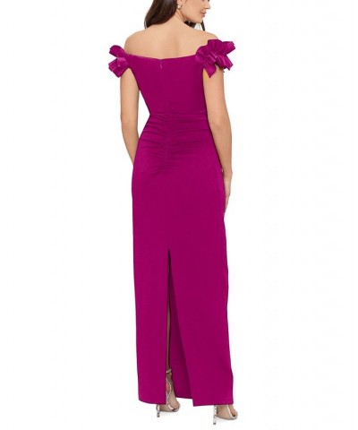Off-The-Shoulder Ruffle Dress Purple $64.44 Dresses