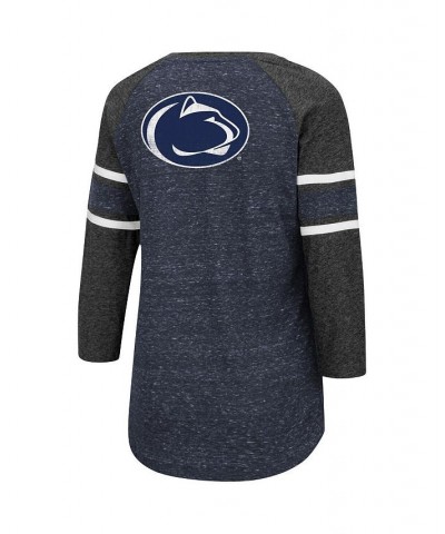 Women's Penn State Nittany Lions Scienta Pasadena Raglan 3/4 Sleeve Lace-Up T-shirt Navy, Heathered Charcoal $25.99 Tops