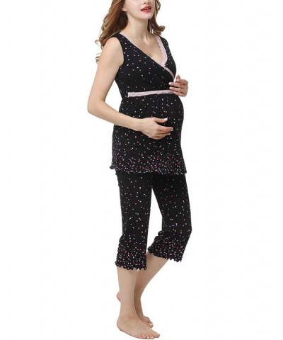Kimi & Kai Joy Maternity Nursing Pajama Set Black $33.60 Sleepwear