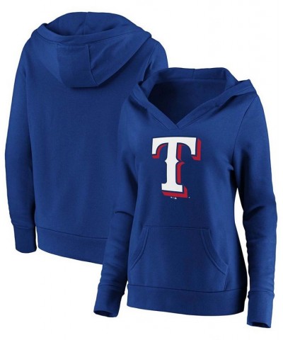 Plus Size Royal Texas Rangers Official Logo Crossover V-Neck Pullover Hoodie Royal $40.00 Sweatshirts