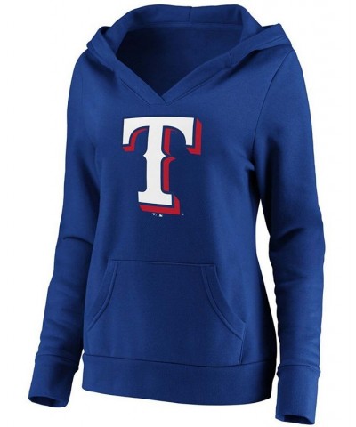 Plus Size Royal Texas Rangers Official Logo Crossover V-Neck Pullover Hoodie Royal $40.00 Sweatshirts