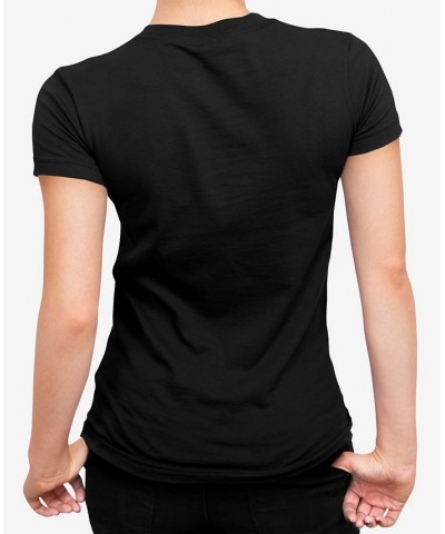 Women's Be Happy Smiley Face Word Art V-neck T-shirt Black $18.54 Tops