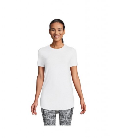Women's Moisture Wicking UPF Sun Short Sleeve Curved Hem Tunic Top White $22.77 Tops