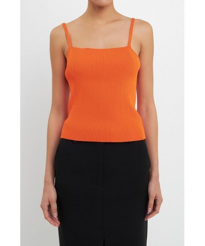 Women's Classic Rib Knit Everyday Tank Orange $26.40 Tops