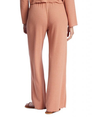 Juniors' So Easy High-Rise Tie-Waist Knit Pants Brown $22.34 Pants
