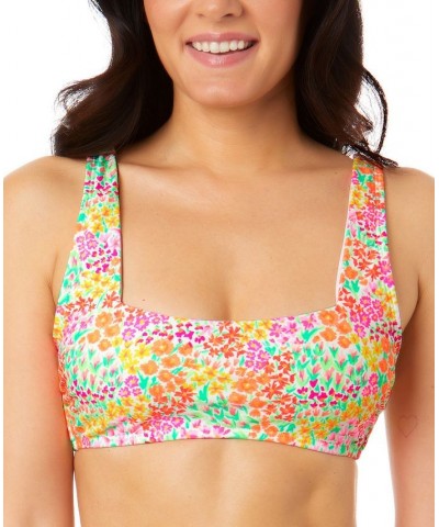 Juniors' Sun Garden Square-Neck Bralette Bikini Top Multi $17.84 Swimsuits