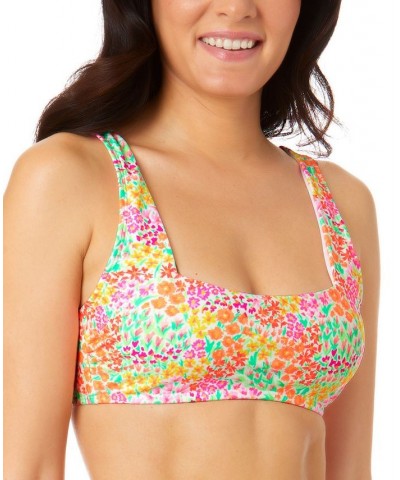 Juniors' Sun Garden Square-Neck Bralette Bikini Top Multi $17.84 Swimsuits