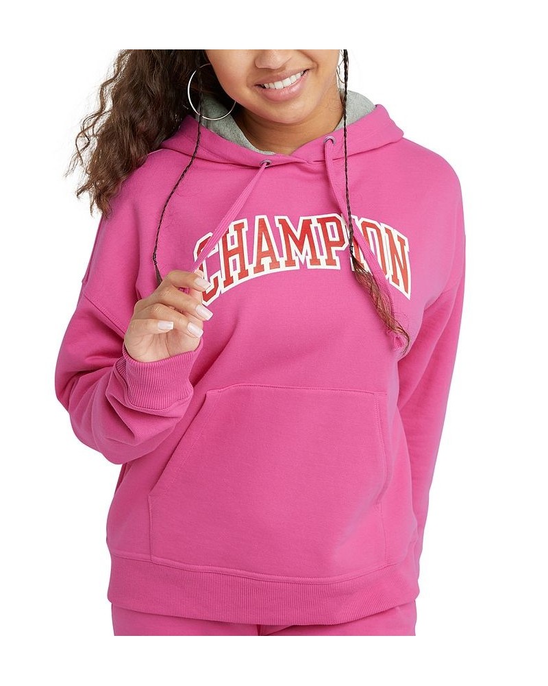 Women's Powerblend Fleece Sweatshirt Hoodie Wow Pink/Oxford Grey $15.04 Sweatshirts