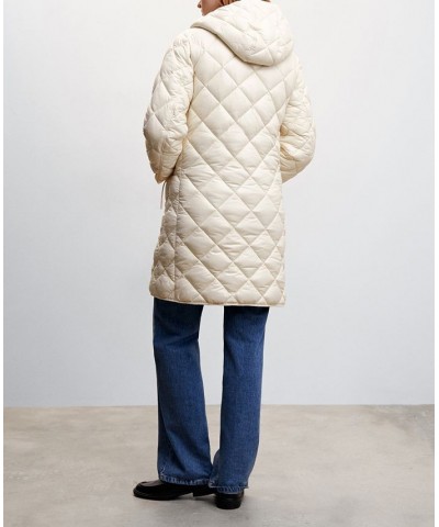 Women's Hood Quilted Coat Ecru $68.80 Coats