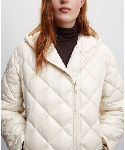 Women's Hood Quilted Coat Ecru $68.80 Coats