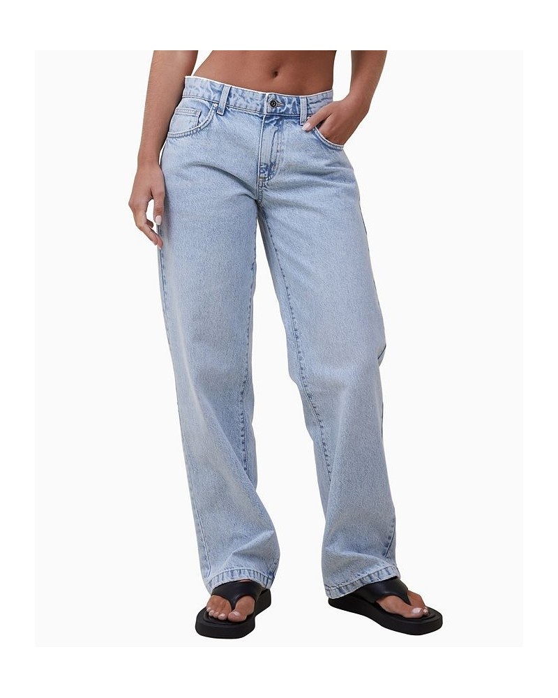 Women's Low Rise Straight Jeans Palm Blue $35.00 Jeans