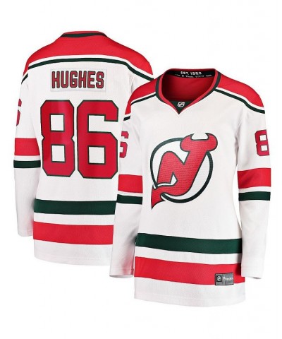 Women's Branded Jack Hughes White New Jersey Devils 2022/23 Heritage Premier Breakaway Jersey White $77.55 Jersey