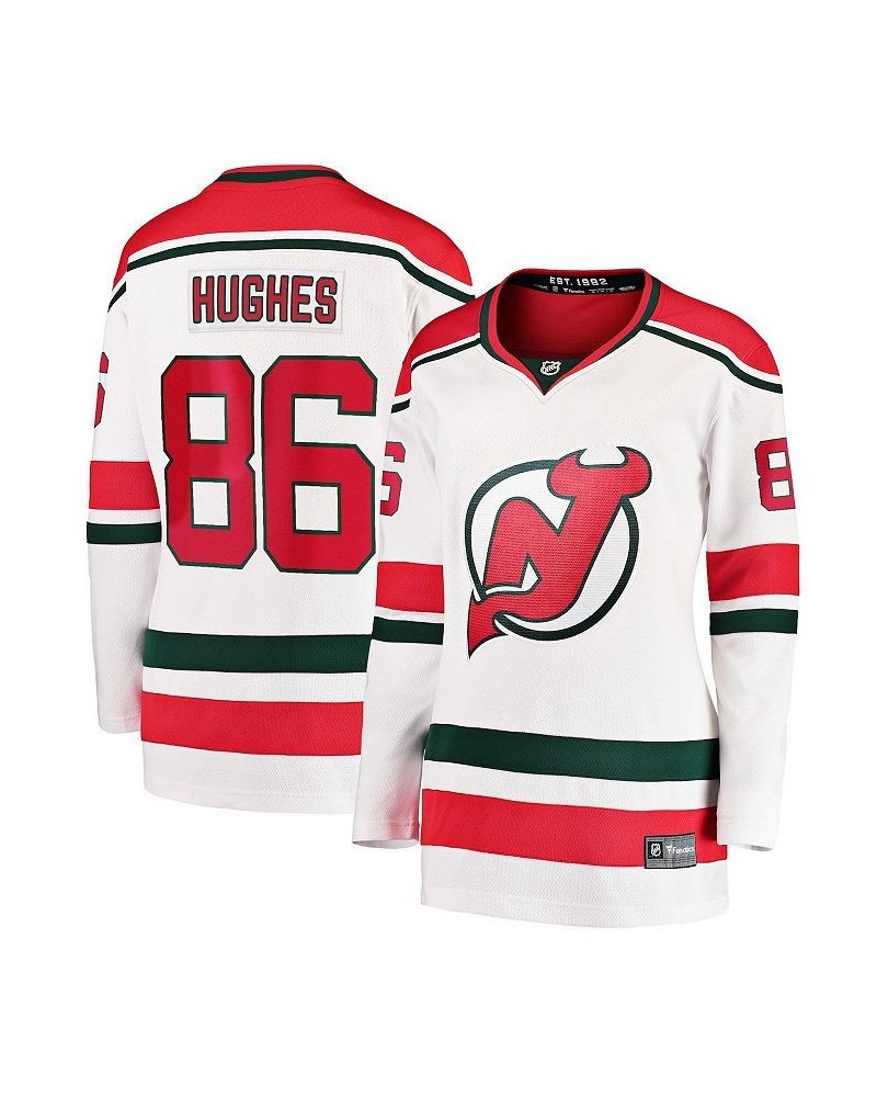 Women's Branded Jack Hughes White New Jersey Devils 2022/23 Heritage Premier Breakaway Jersey White $77.55 Jersey