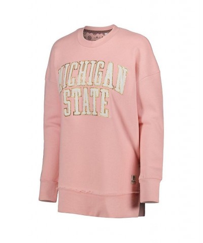 Women's Pink Michigan State Spartans La Jolla Fleece Pullover Sweatshirt Pink $34.44 Sweatshirts