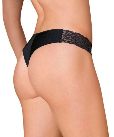 Women's Lace Side Seamless Thong Panty Black $12.48 Panty