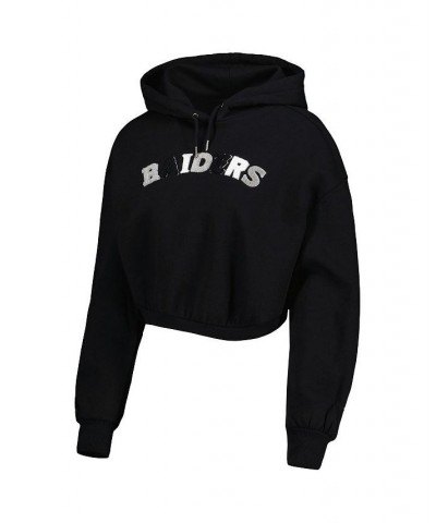 Women's Black Las Vegas Raiders Cropped Pullover Hoodie Black $50.34 Sweatshirts