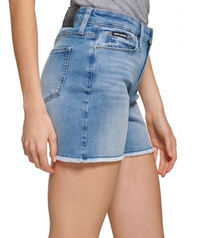 Women's Mid Rise Frayed Denim Shorts Light Wash $28.59 Shorts