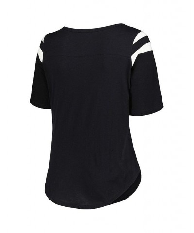 Women's Black Las Vegas Raiders Plus Size Curve Touchdown Half Sleeve T-shirt Black $21.32 Tops