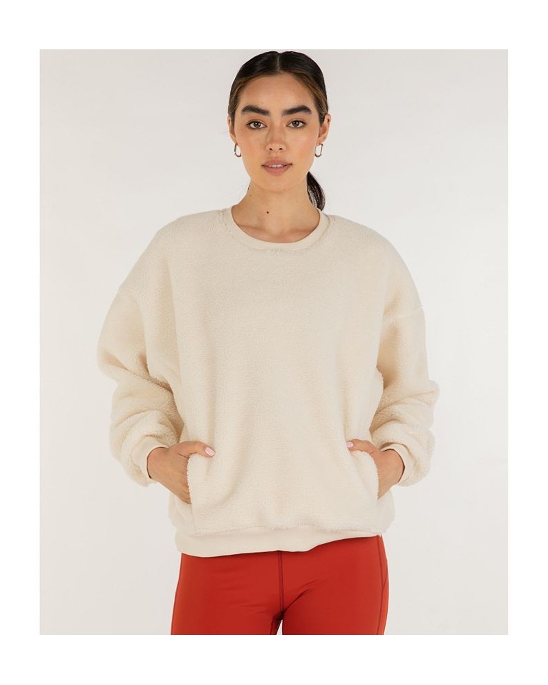 Teddy Sweatshirt Micro-Fleece Lined for Women Tan/Beige $73.80 Sweatshirts