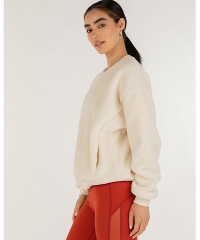 Teddy Sweatshirt Micro-Fleece Lined for Women Tan/Beige $73.80 Sweatshirts